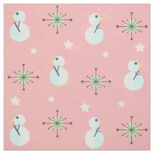 Midcentury Christmas Vintage Snowmen Fabric