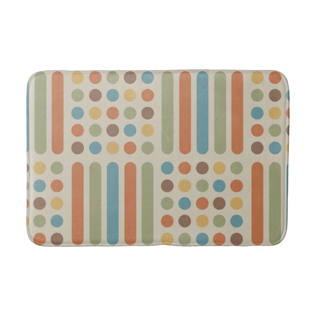 Midcentury Circles Lines Multicolored 1 Bath Mat (Front)