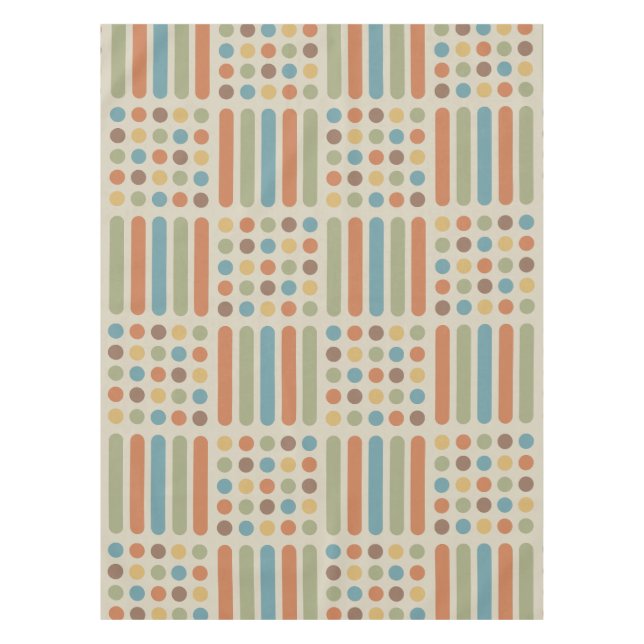 Midcentury Circles Lines Multicolored 1 Tablecloth (Front)