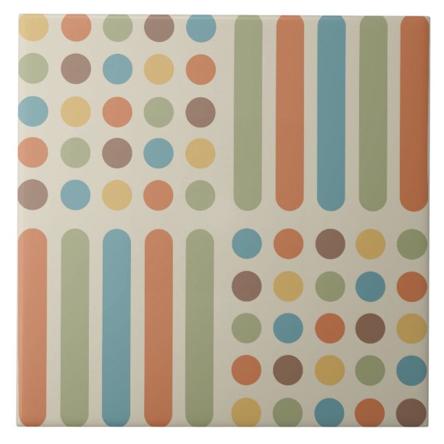 Midcentury Circles Lines Multicolored 1 Tile (Front)