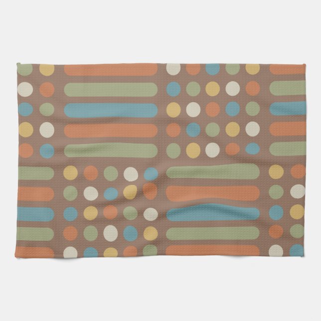 Midcentury Circles Lines Multicolored 2 Tea Towel (Horizontal)