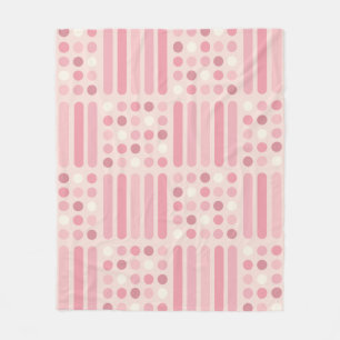 Midcentury Circles Lines Pink Vanilla Fleece Blanket