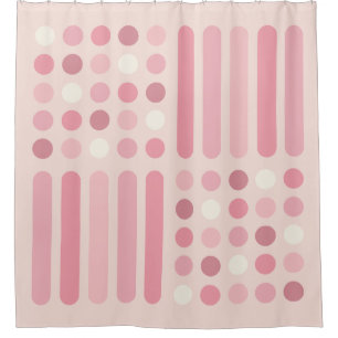 Midcentury Circles Lines Pink Vanilla Shower Curtain