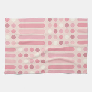 Midcentury Circles Lines Pink Vanilla Tea Towel