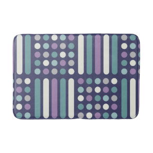 Midcentury Circles Lines Purple Turquoise Bath Mat