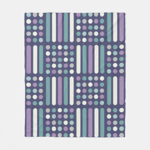 Midcentury Circles Lines Purple Turquoise Fleece Blanket