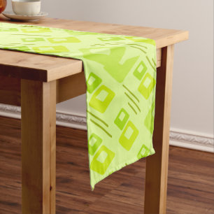 Midcentury Diamonds Art Chartreuse Short Table Runner