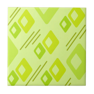 Midcentury Diamonds Art Chartreuse Tile