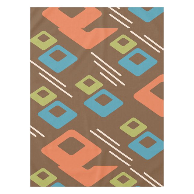 Midcentury Diamonds Art Multicolored Dark Tablecloth (Front)