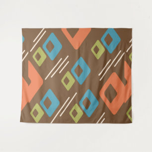 Midcentury Diamonds Art Multicolored Dark Tapestry