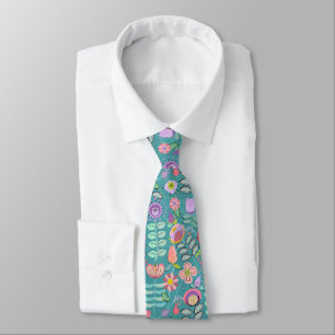 Midcentury Floral Green Tie