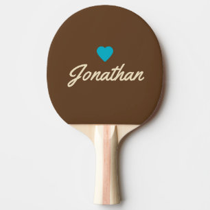 MidCentury Forest Brown Vintage BL Heart Signature Ping Pong Paddle