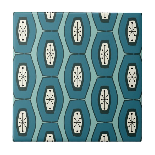 Midcentury Funky Chain Turquoise Tile (Front)