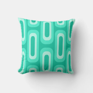 Midcentury Geometric Shapes Turquoise Cushion