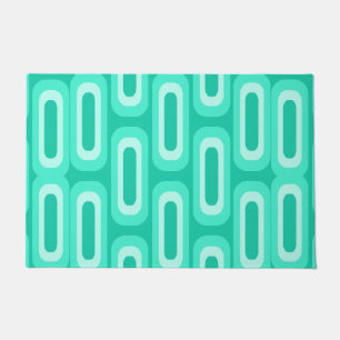 Midcentury Geometric Shapes Turquoise Doormat