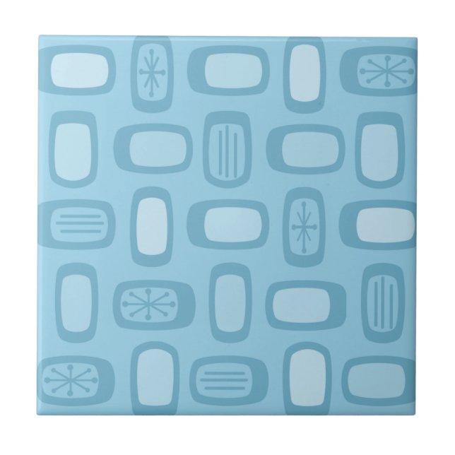 Midcentury MCM Rounded Rectangles Baby Blue Tile (Front)