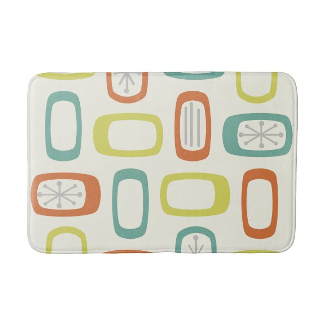 Midcentury MCM Rounded Rectangles Bath Mat (Front)