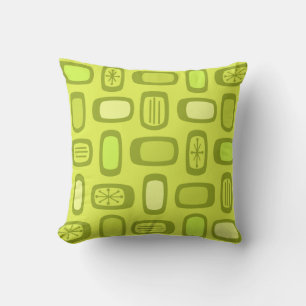 Midcentury MCM Rounded Rectangles Chartreuse Cushion