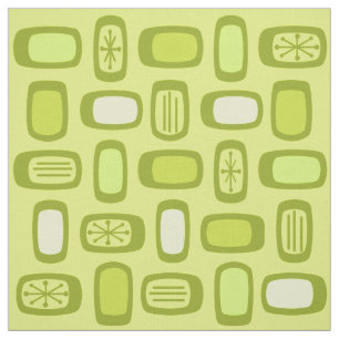 Midcentury MCM Rounded Rectangles Chartreuse Fabric