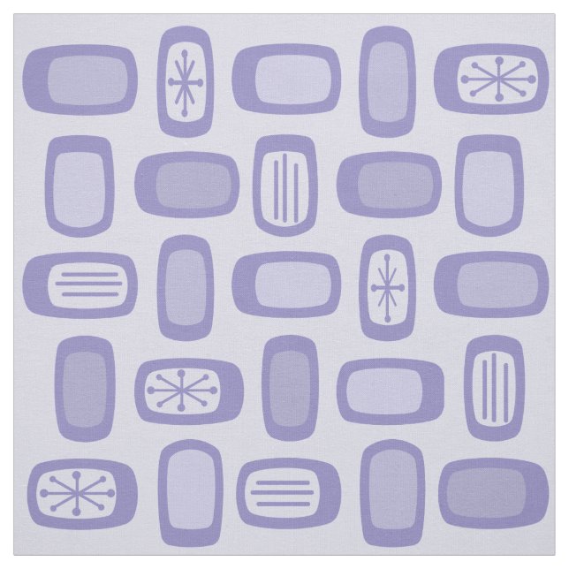 Midcentury MCM Rounded Rectangles Lavender Fabric (Swatch)