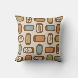 Midcentury MCM Rounded Rectangles Multicolored Cushion