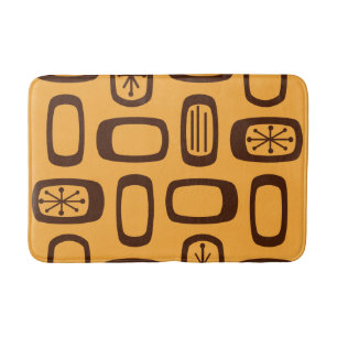 Midcentury MCM Rounded Rectangles Orange Bath Mat