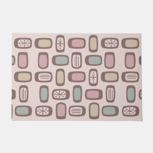 Midcentury MCM Rounded Rectangles Pink Pastel Doormat