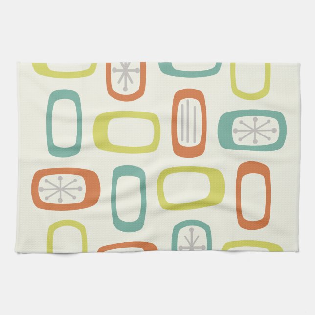 Midcentury MCM Rounded Rectangles Tea Towel (Horizontal)