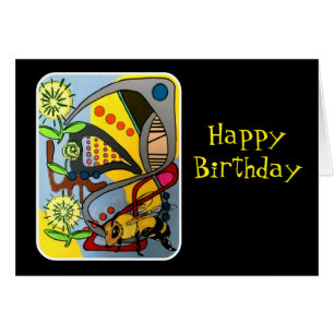 'MidCentury Mod Abstract Garden Bee' painting on a