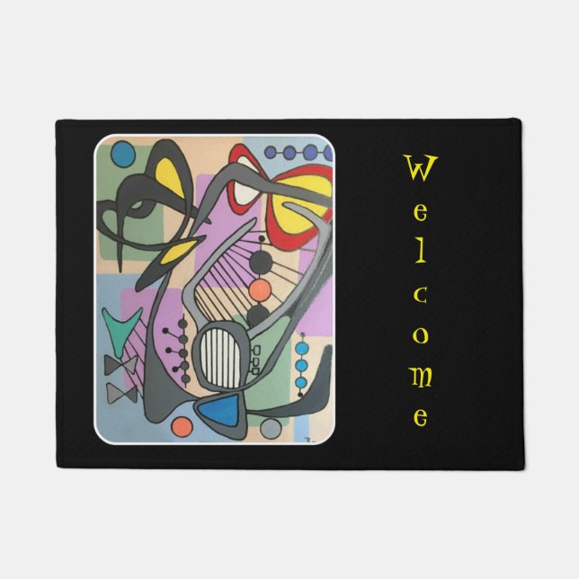 'MidCentury Mod Spider Song' painting on a Doormat (Front)