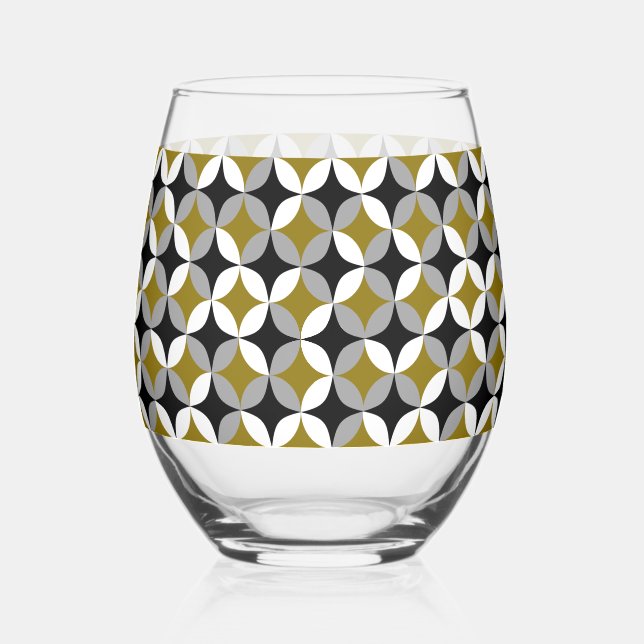 Midcentury Mod – Stemless Wine Glass (Front)