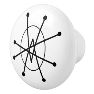 Midcentury Modern Abstract Atomic MCM MOD Sputnik Ceramic Knob