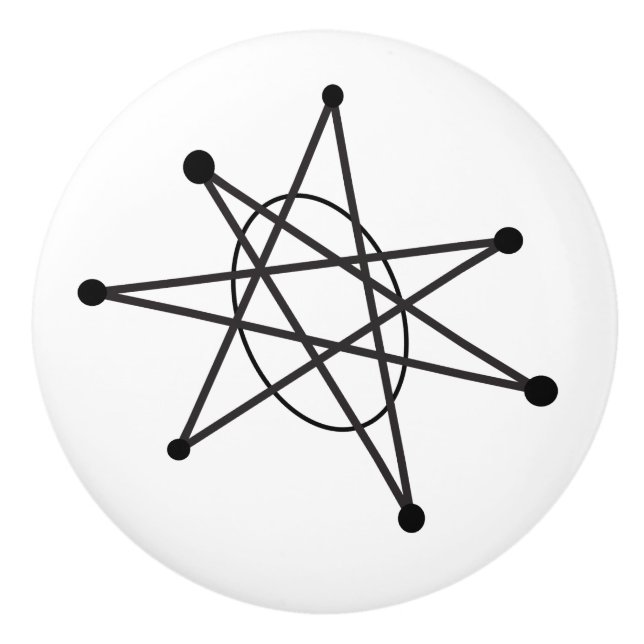 Midcentury Modern Abstract Atomic MCM MOD Star Art Ceramic Knob (Front)