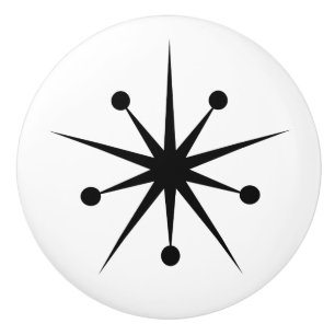 Midcentury Modern Abstract Atomic MCM Starburst Ceramic Knob