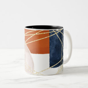 Midcentury Modern Abstract Geometric Two-Tone Coffee Mug