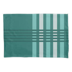 Midcentury Modern Abstract Lines Turquoise Pillowcase