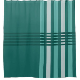 Midcentury Modern Abstract Lines Turquoise Shower Curtain