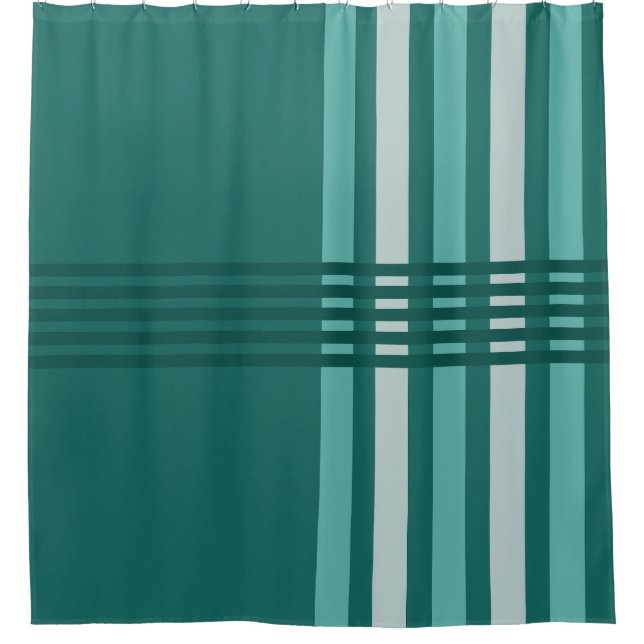 Midcentury Modern Abstract Lines Turquoise Shower Curtain (Front)