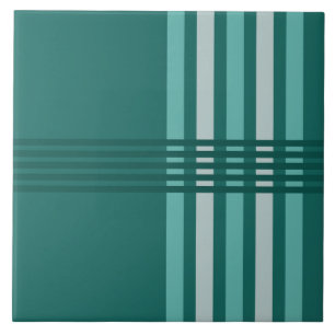 Midcentury Modern Abstract Lines Turquoise Tile