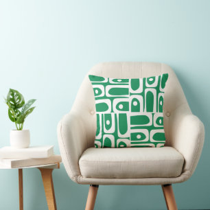 Midcentury Modern Abstract Piquet Kelly Green Cushion