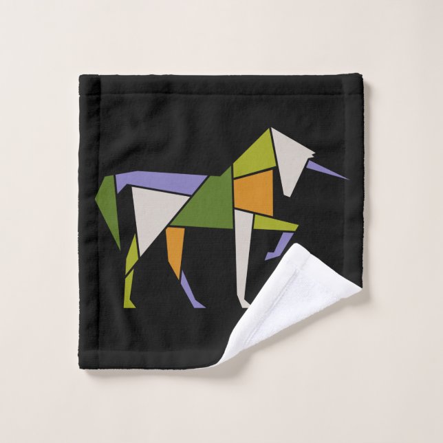 Midcentury Modern Abstract Unicorn Tangram Animal Wash Cloth (Wash Cloth)
