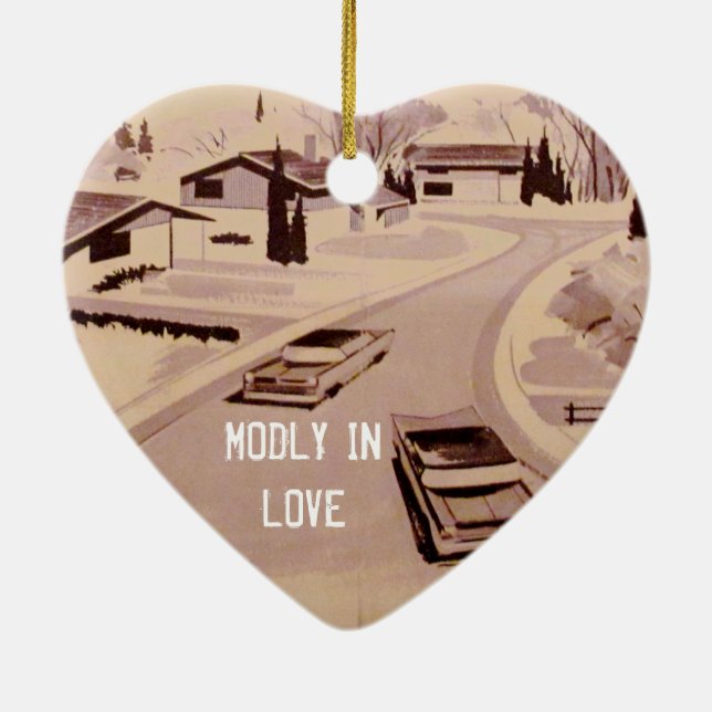 Midcentury Modern Architecture - Modly in Love Ceramic Tree Decoration (Back)