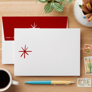 Midcentury Modern Atomic Christmas Snowflake Star Envelope