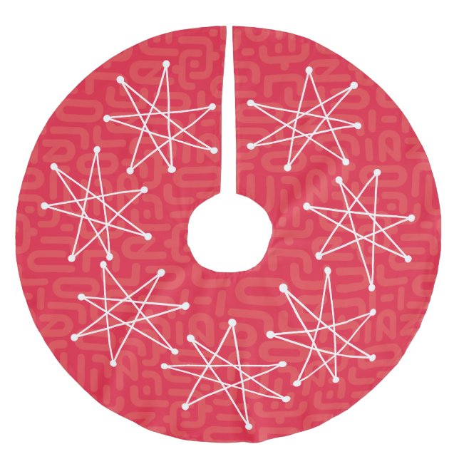 Midcentury Modern Atomic Christmas Star MCM Brushed Polyester Tree Skirt (Front)