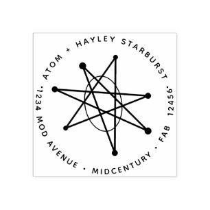 Midcentury Modern Atomic Starburst Galaxy MCM Rubber Stamp