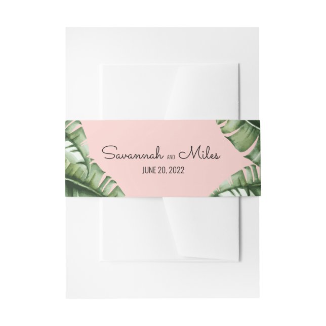 Midcentury Modern Banana Leaf Wedding Invitation B Belly Band (Front Example)