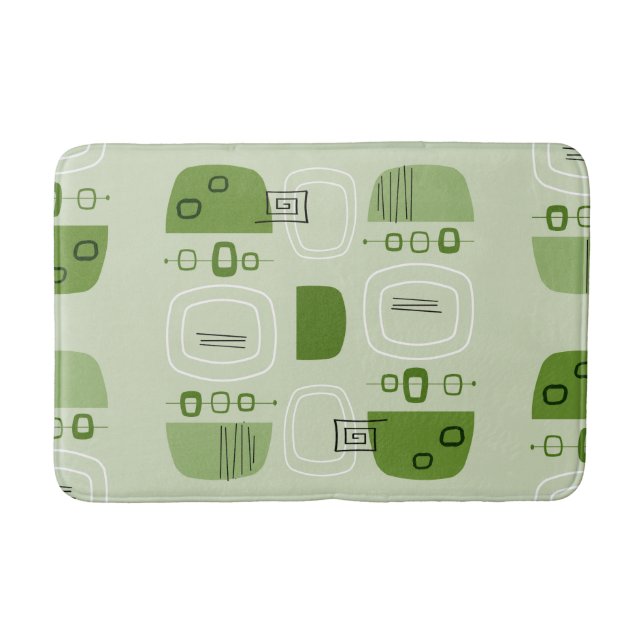 Midcentury Modern Bowls & Stones Chartreuse Bath Mat (Front)