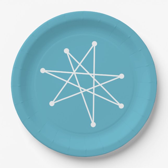 Midcentury Modern Christmas Atomic Starburst Star Paper Plate (Front)