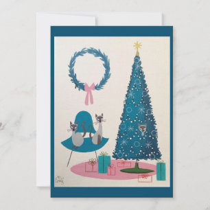 Midcentury Modern Christmas Cats Invitation