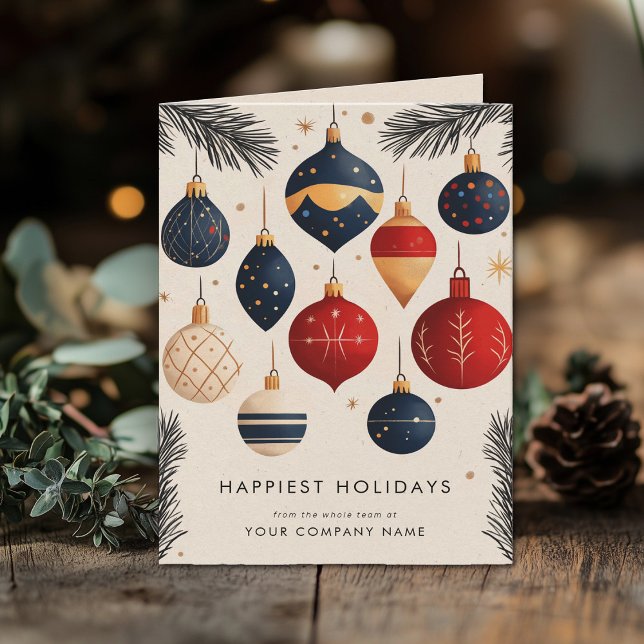 Midcentury Modern Christmas Ornaments Business Holiday Card (Creator Uploaded)